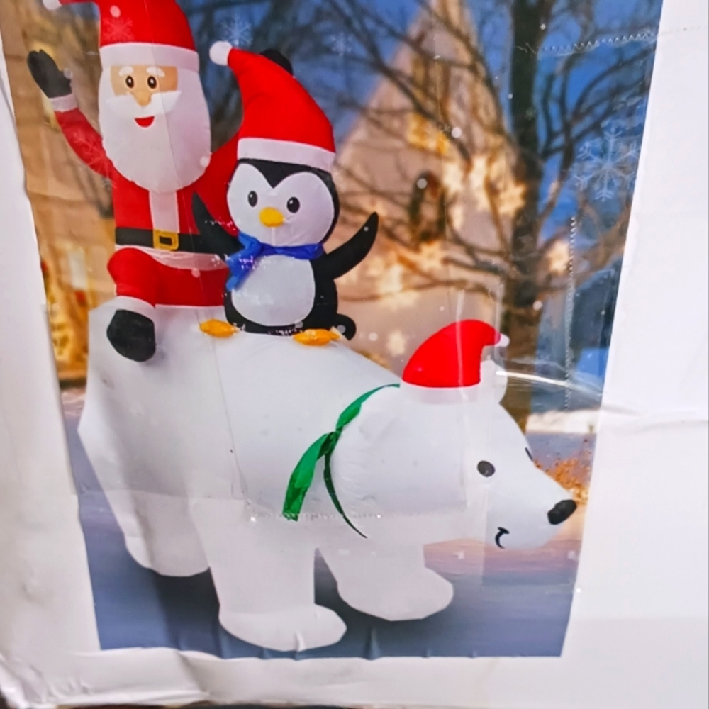 CreativeArrowy 7ft Christmas Inflatable Santa Claus Penguin PolarBear LED Lights